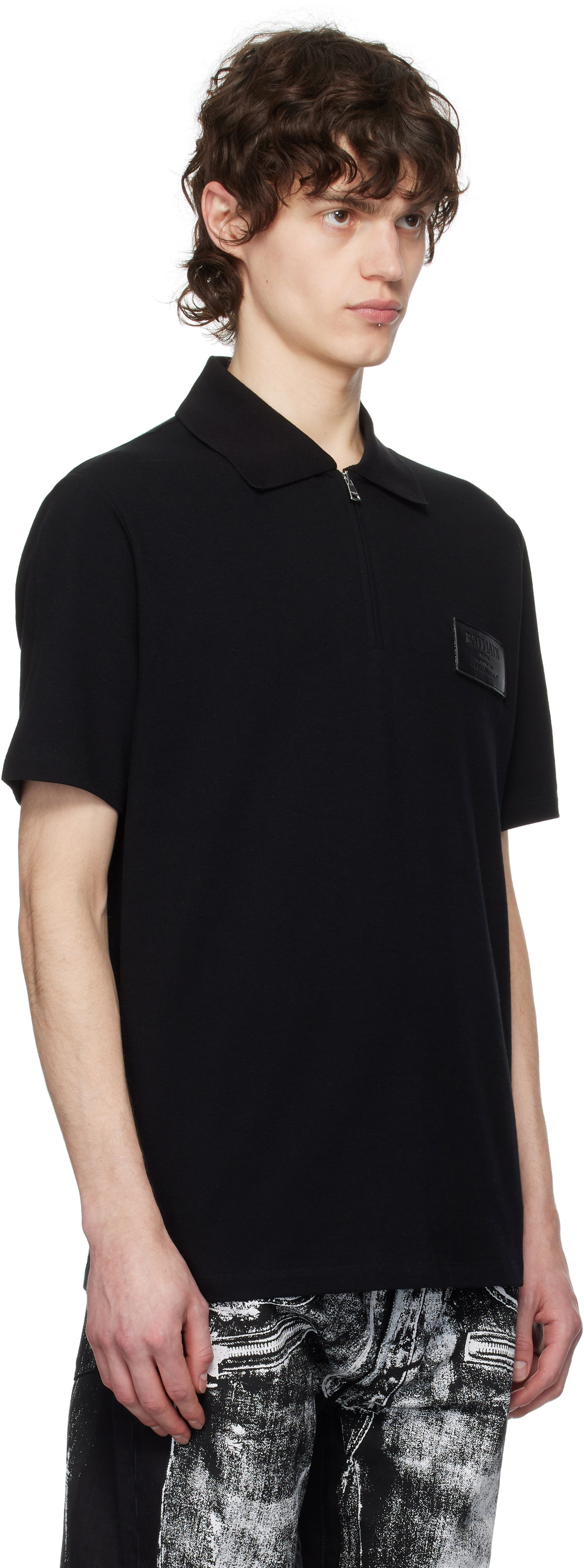 Polo tričko Balmain Balmain Logo Patch Polo Čierna | EH1GC027BC92, 1