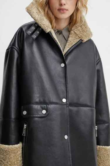 Kabáty Nanushka LIESEL Black Leather Coat Čierna | NW24FWOW38370, 5