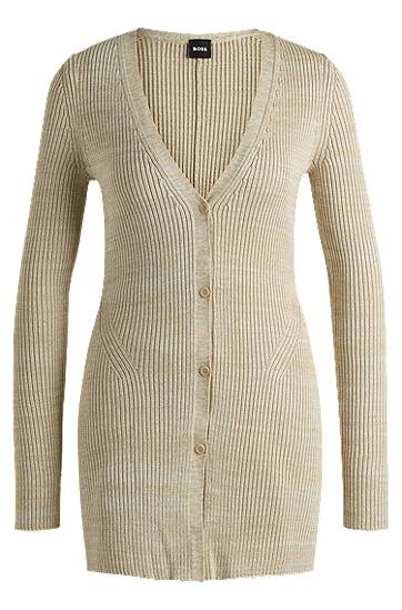Sveter BOSS BOSS Long Ribbed Cardigan Béžová | 50534146, 0