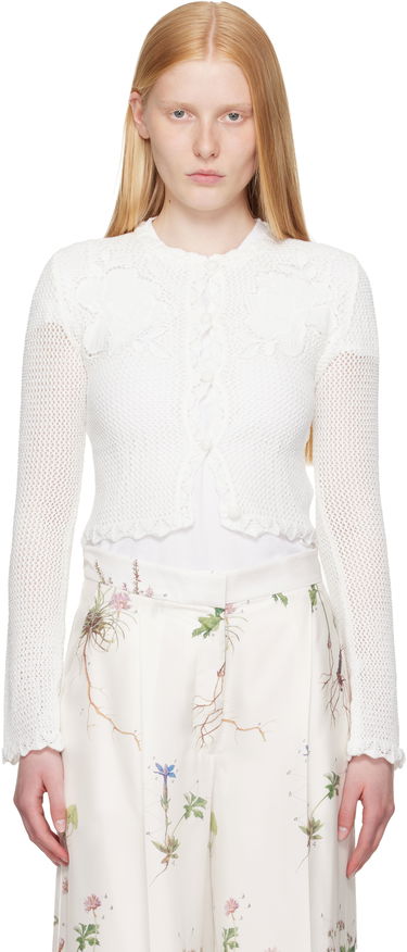 Sveter Erdem Erdem Long Sleeve Crochet Cardigan Biela | VC25_KT11_IVOSCK, 0