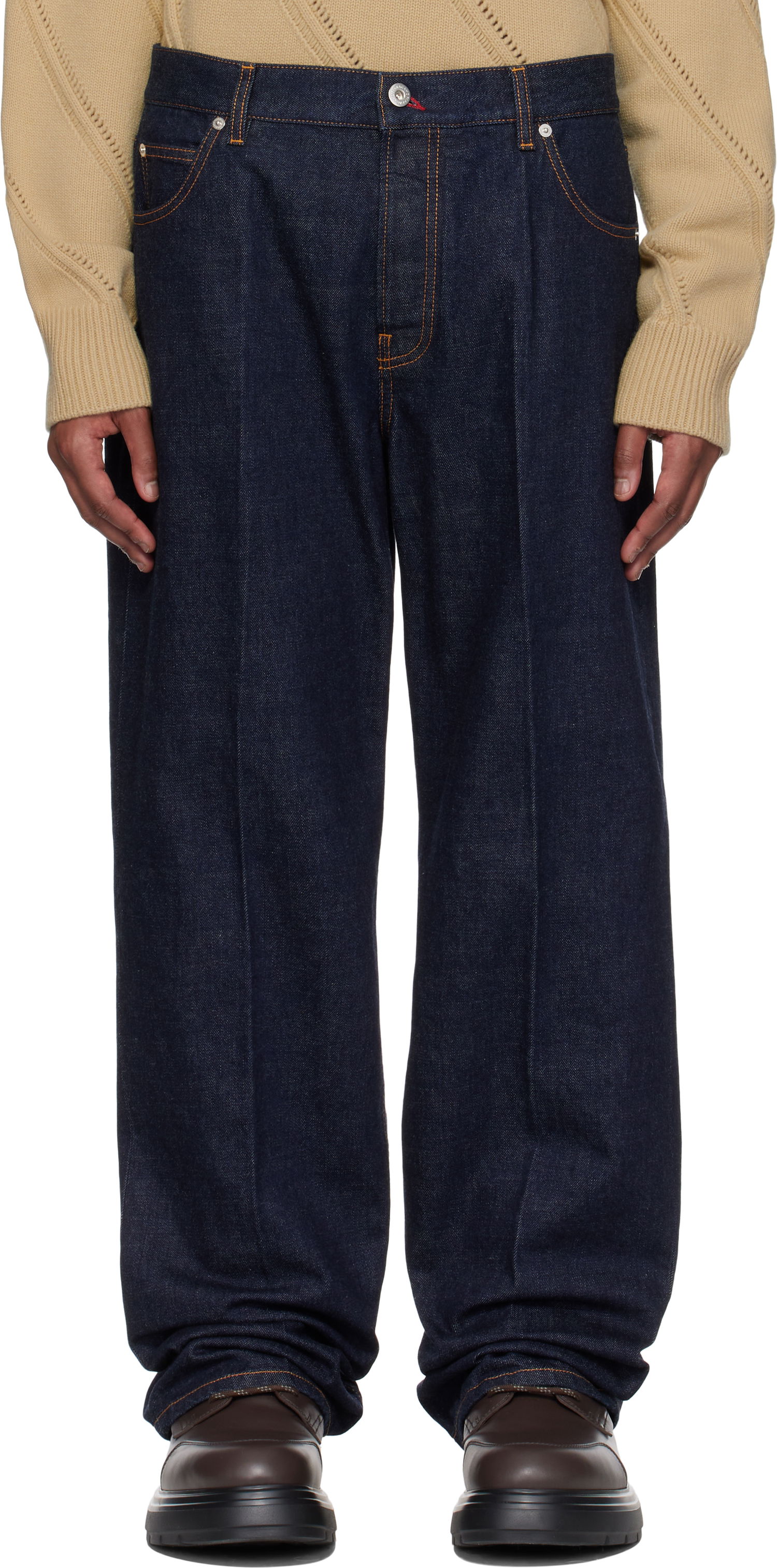 Džínsy FERRAGAMO Ferragamo Straight-Leg Jeans Modrá | 780559, 0
