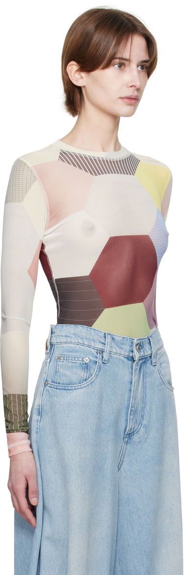 Body JW Anderson JW Anderson Patchwork Print Sheer Long Sleeve T-Shirt Rôznofarebný | JO0138-PG1722, 1