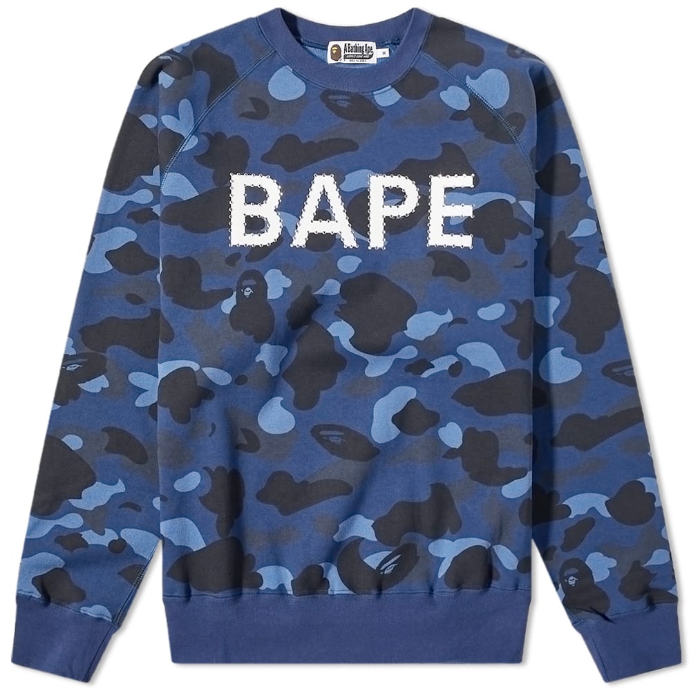 Sveter BAPE Colour Camo Crystal Stone Relaxed Fit Crewneck Navy | 001SWI801008M-NVY, 0