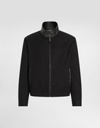Dolce & Gabbana High Neck Leather and Technical Fabric Jacket
