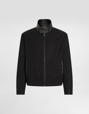 Bunda Dolce & Gabbana Dolce & Gabbana High Neck Leather and Technical Fabric Jacket Čierna | G9BLWTHUMTUN0000, 0