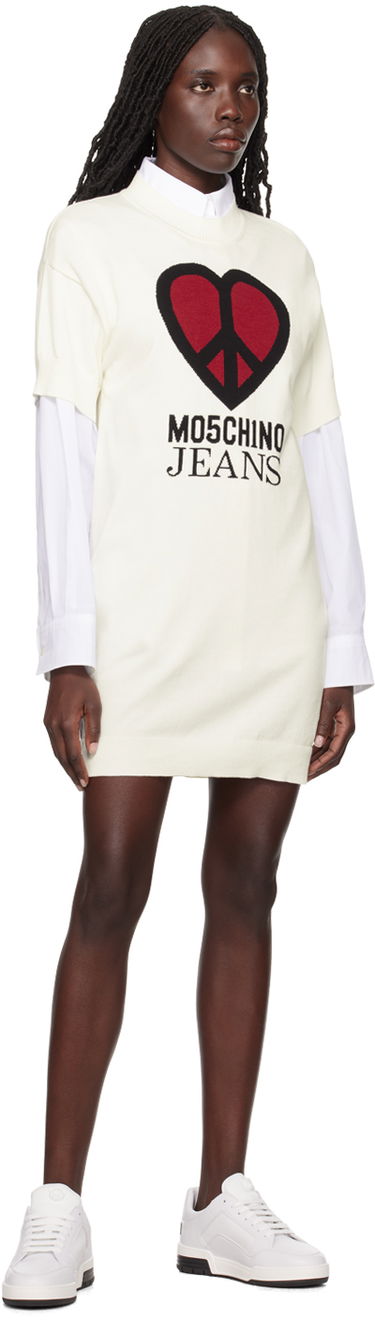 Šaty Moschino Peace & Love Minidress Biela | 0494 3208, 3