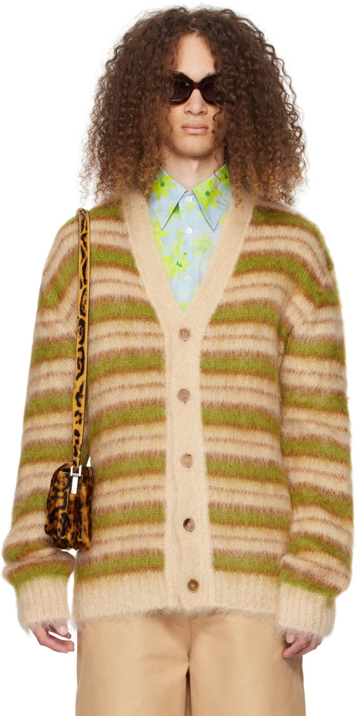 Sveter Marni Striped Cardigan Béžová | CDMG0051Q0 UFU191, 0