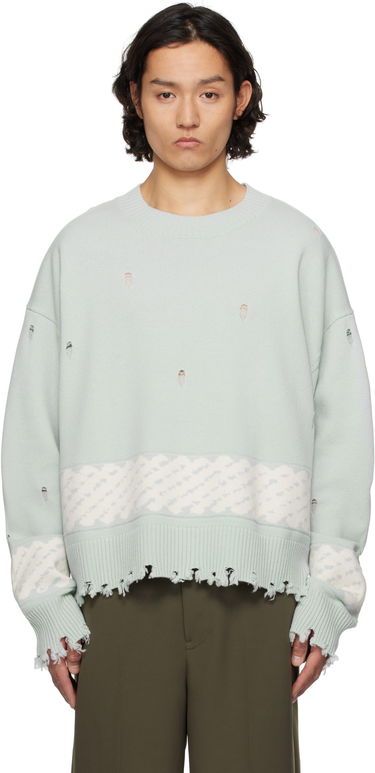 Sveter Feng Chen Wang Feng Chen Wang Ripped Jacquard Sweater Zelené | FUS19KT07, 0