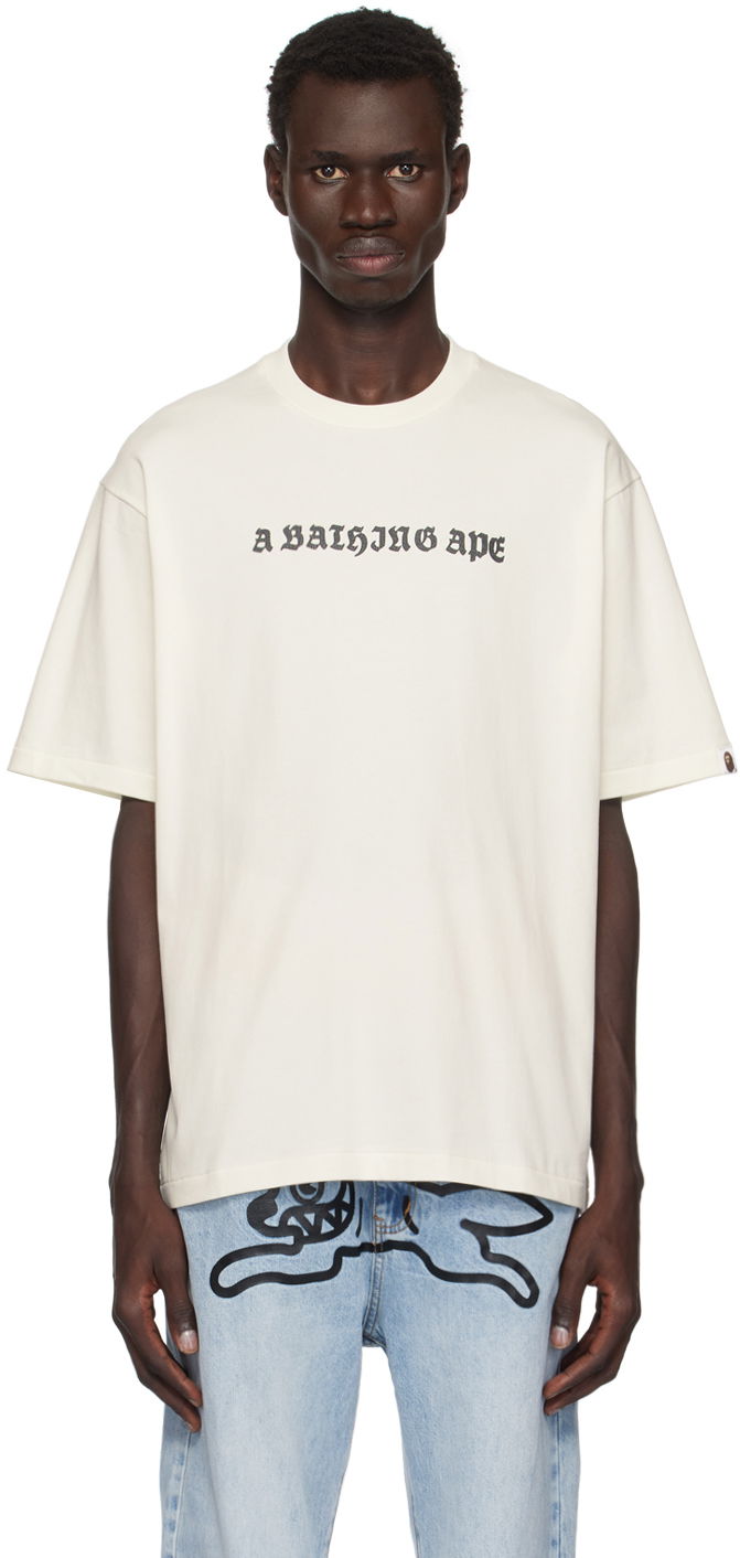 Tričko BAPE Gothic Logo Relaxed Fit T-shirt Biela | 001TEK801308M, 0
