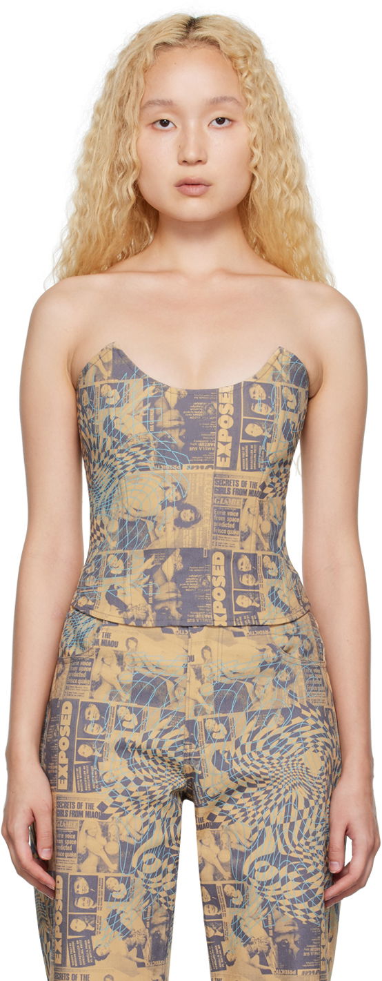 Tielko Miaou Miaou Leia Printed Tank Top Béžová | 7010-CL-WNT, 0