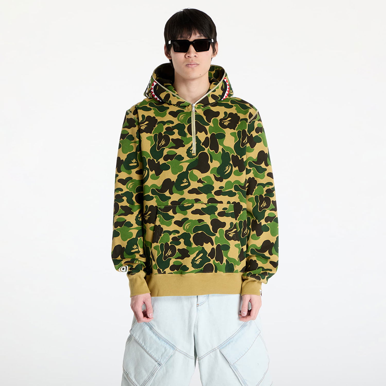 Mikina BAPE Abc Camo Shark Half Zip Pullover Hoodie Rôznofarebný | 001PPK801010M GRN, 0