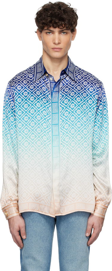 Košeľa Casablanca Classic Collar Long Sleeve Shirt With Print Modrá | U-MPS25-SH-021-01, 0