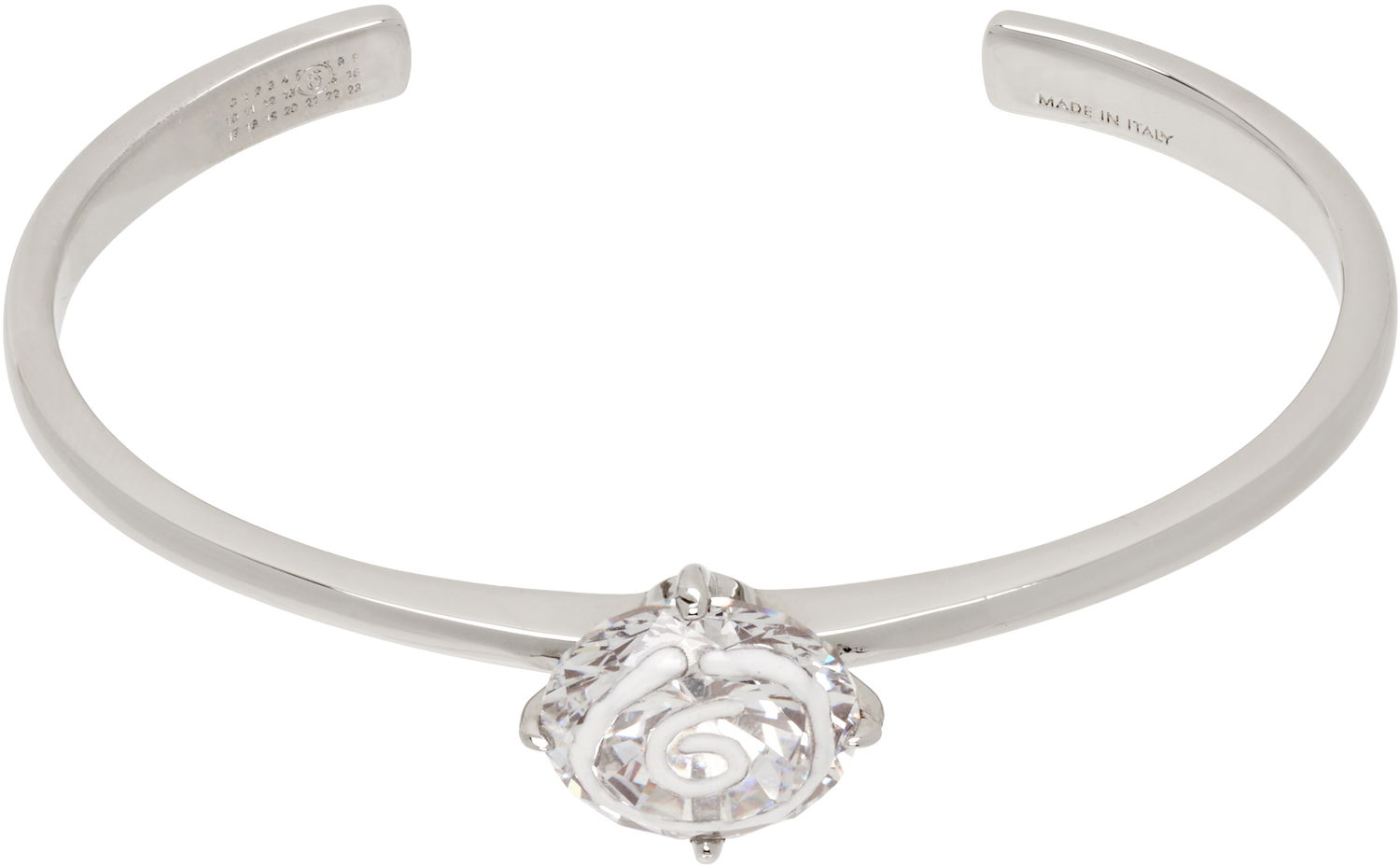 Náramok Maison Margiela MM6 Maison Margiela Silver & White Enamel Logo Cuff Bracelet Metalická | SM6UY0101 P8372, 0