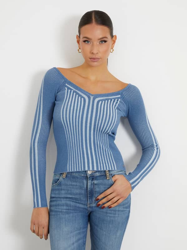 Sveter GUESS Rib Knit Sweater Navy | W4RR44Z2YN2, 0