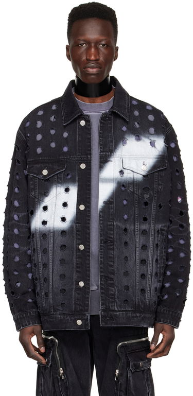 Bunda We11done We11done Distressed Logo Denim Jacket Čierna | WD-DJ1-22-355-U-WB, 0