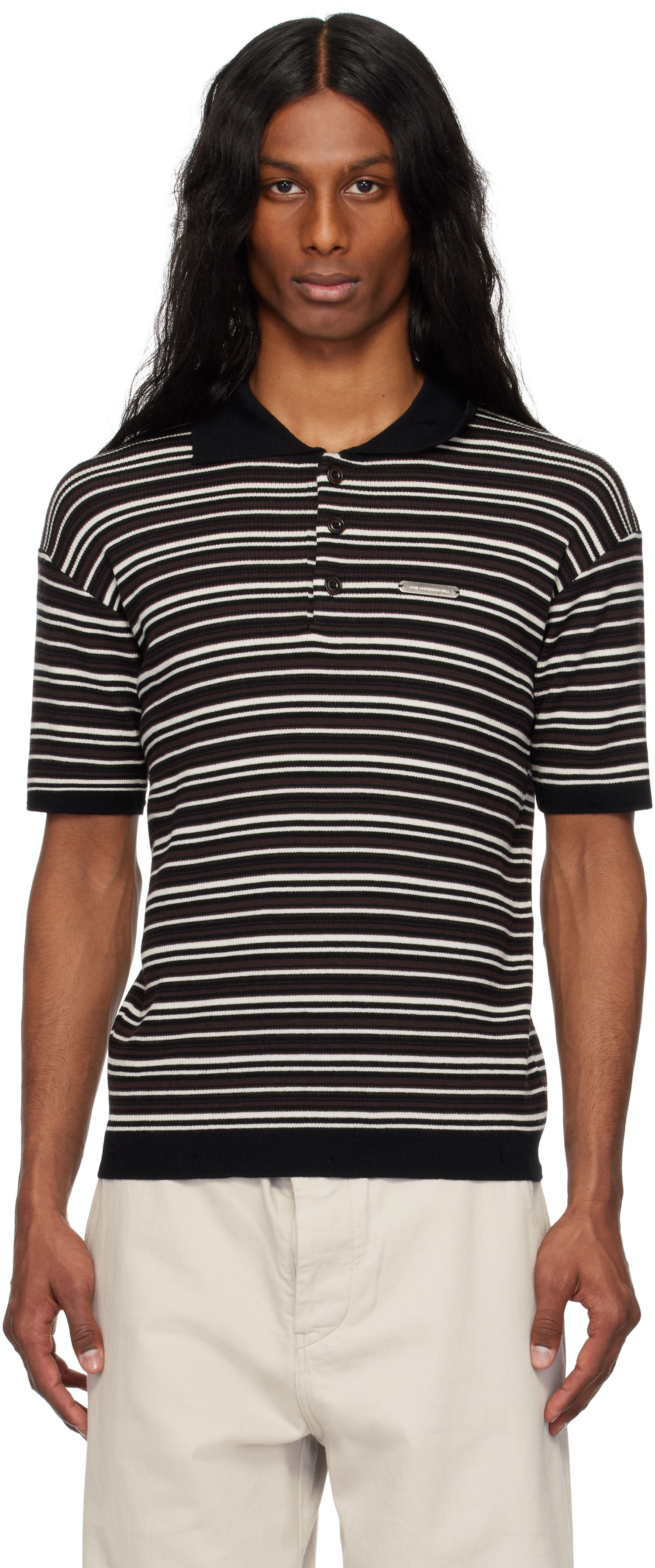 Polo tričko Andersson Bell Andersson Bell Striped Sweater Polo Čierna | atb1286m, 0
