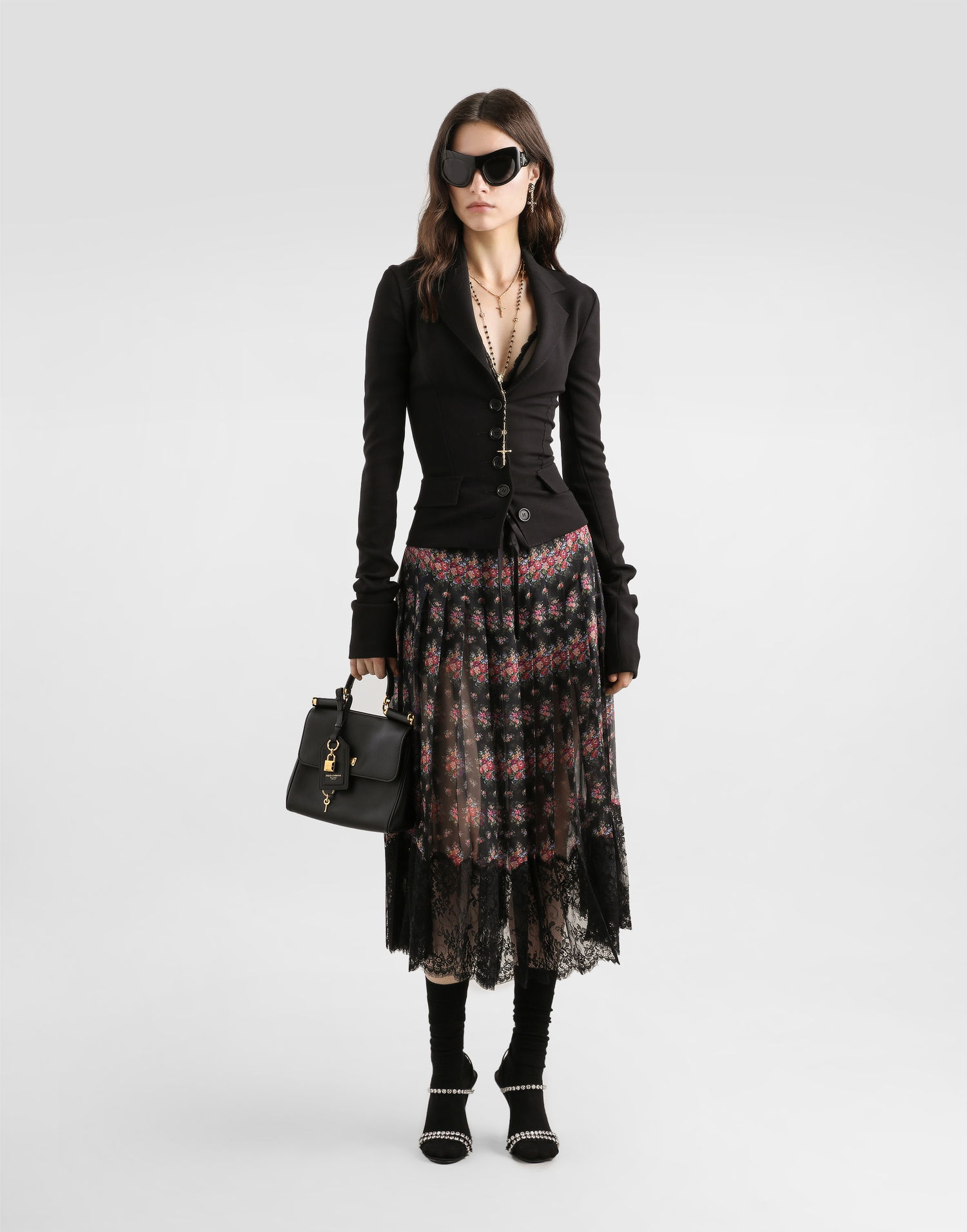 Sukňa Dolce & Gabbana Small Flower Bouquets-print Pleated Chiffon Skirt Rôznofarebný | F4DB4TFSSLBHN5XK, 1