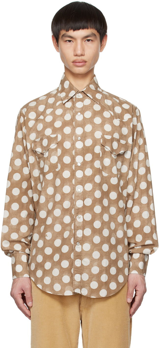 Košeľa ERL ERL Polka Dot Long Sleeve Shirt Hnedá | ERL06B012, 0