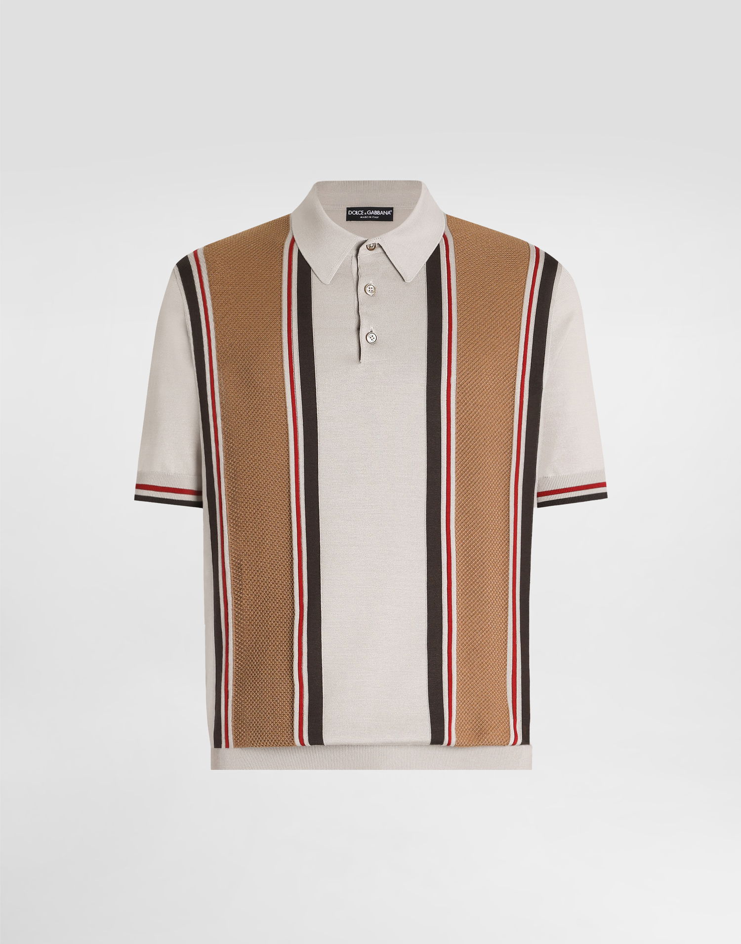 Polo tričko Dolce & Gabbana Dolce & Gabbana Striped Knit Polo Shirt Béžová | GXZ02TJBSM6M4149, 0