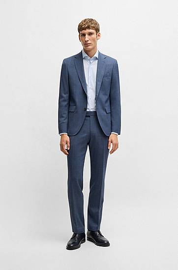 Košeľa BOSS Slim-Fit Easy-Iron Cotton Blend Shirt Modrá | 50533433, 1