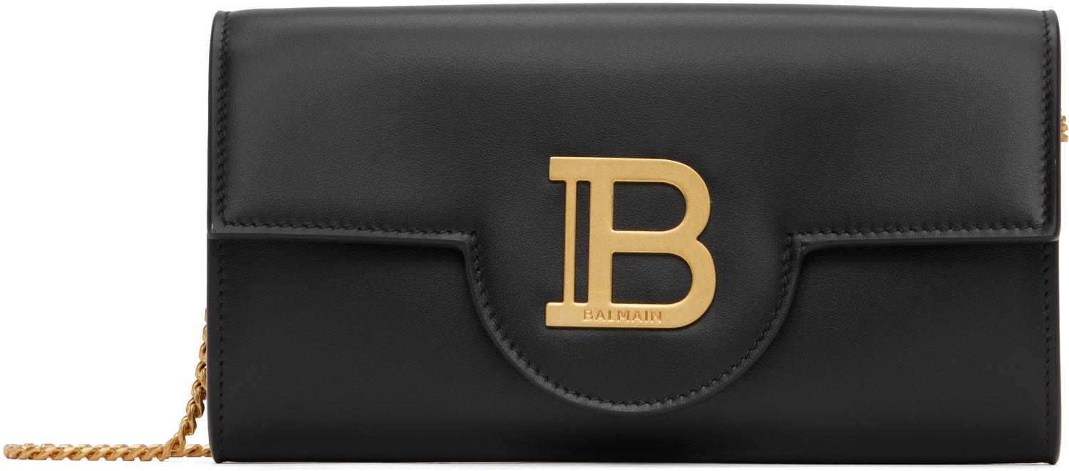 Peňaženka Balmain Balmain B-Buzz Leather Wallet on Chain Čierna | DN1ON197LAVE, 0