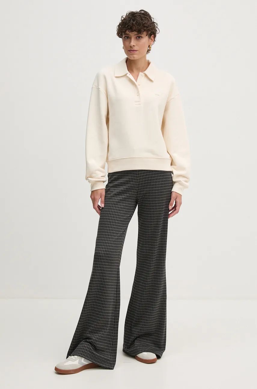 Mikina Lacoste Women's Beige Polo Neck Sweatshirt Béžová | SF2641, 1