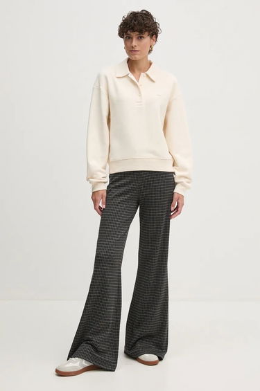 Mikina Lacoste Women's Beige Polo Neck Sweatshirt Béžová | SF2641, 1