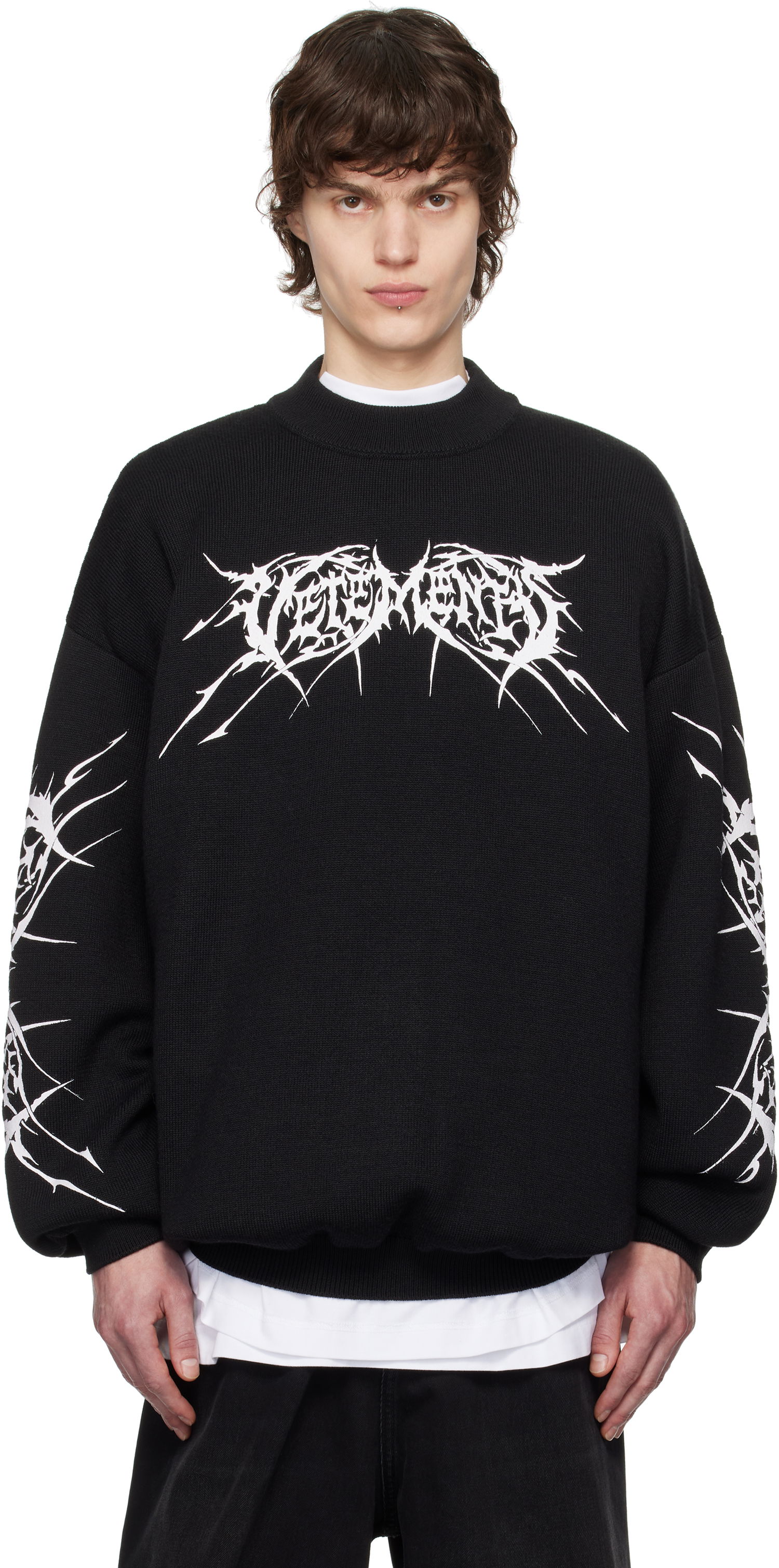 Sveter VETEMENTS Vetements Metal Logos Sweater Čierna | UA66KN100BW, 0