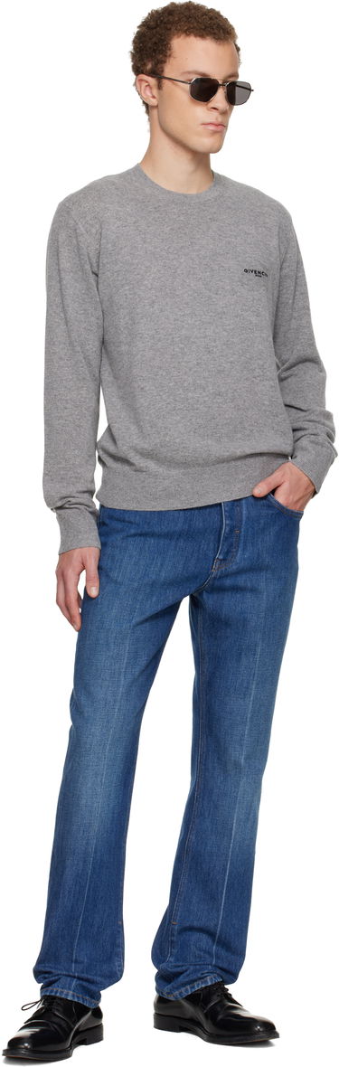 Sveter Givenchy Wool & Cashmere Embroidered Sweater Šedá | BM90W94YP3055, 3