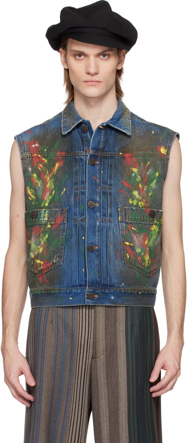 Vesta Vivienne Westwood Vivienne Westwood Marlene Painted Denim Vest Modrá | 3901000I-W0161-, 0