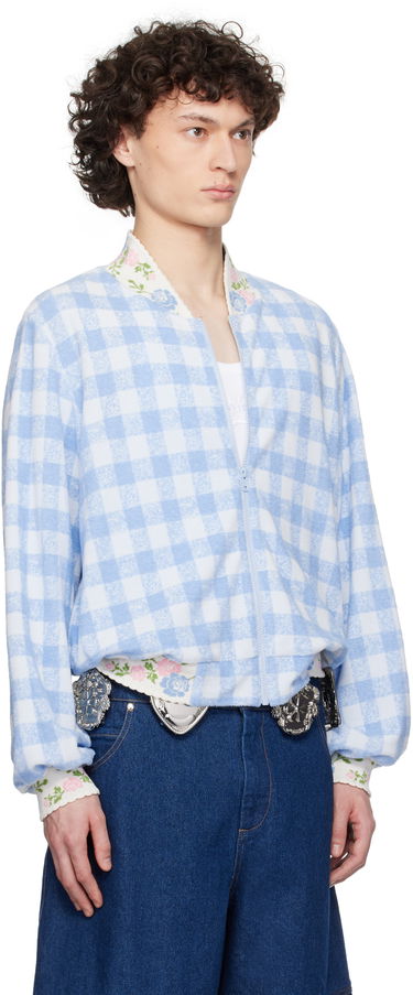 Sveter Anna Sui Anna Sui Gingham Terry Bomber Jacket Modrá | M225A30, 1