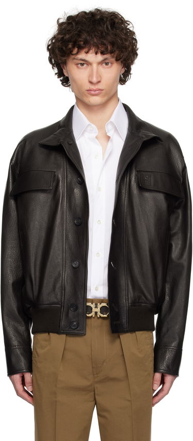 Bunda FERRAGAMO Ferragamo Grainy Leather Jacket Čierna | 783255, 0