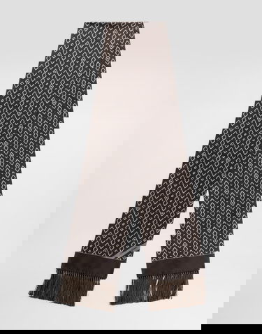 Šál Dolce & Gabbana Dolce & Gabbana Silk Twill Scarf with Micro-Logo Pattern and Tassels Hnedá | GQ209EG0WUHM3725, 0