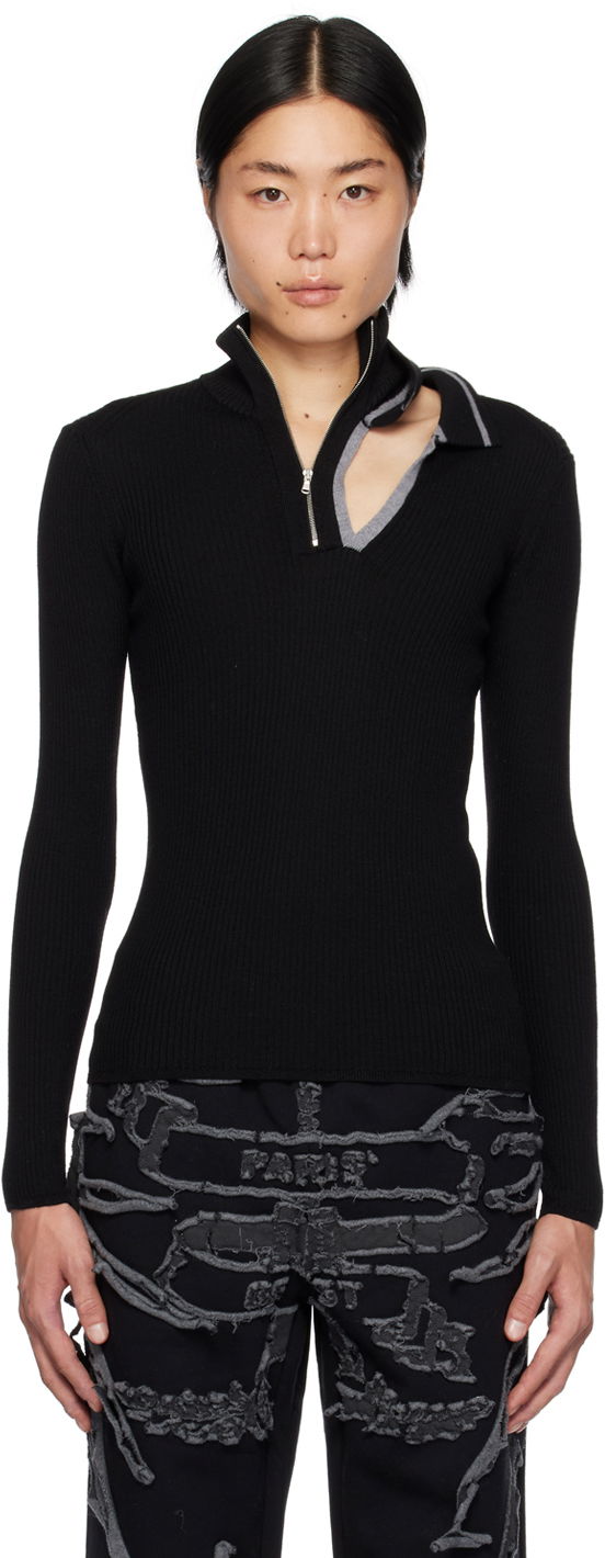 Double Collar Fitted Sweater