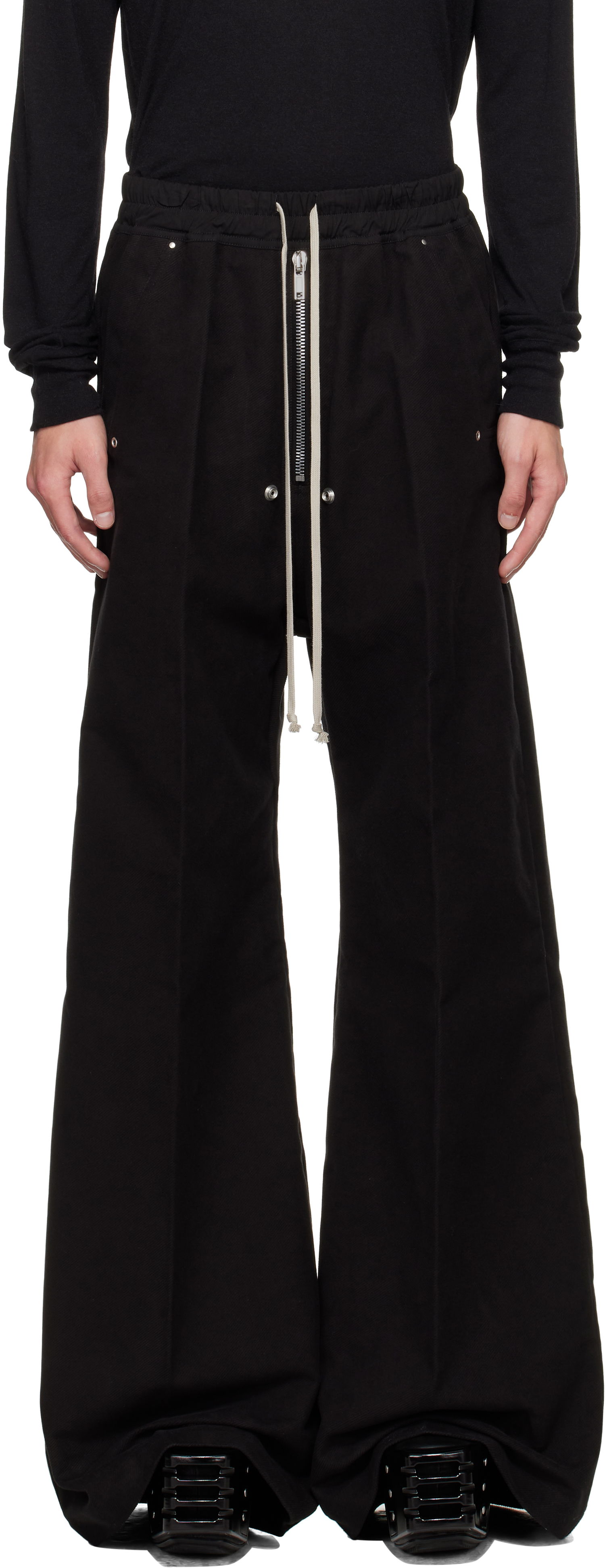 Nohavice Rick Owens Rick Owens Concordians Wide Bela Trousers Čierna | RU02E1366 TB, 0