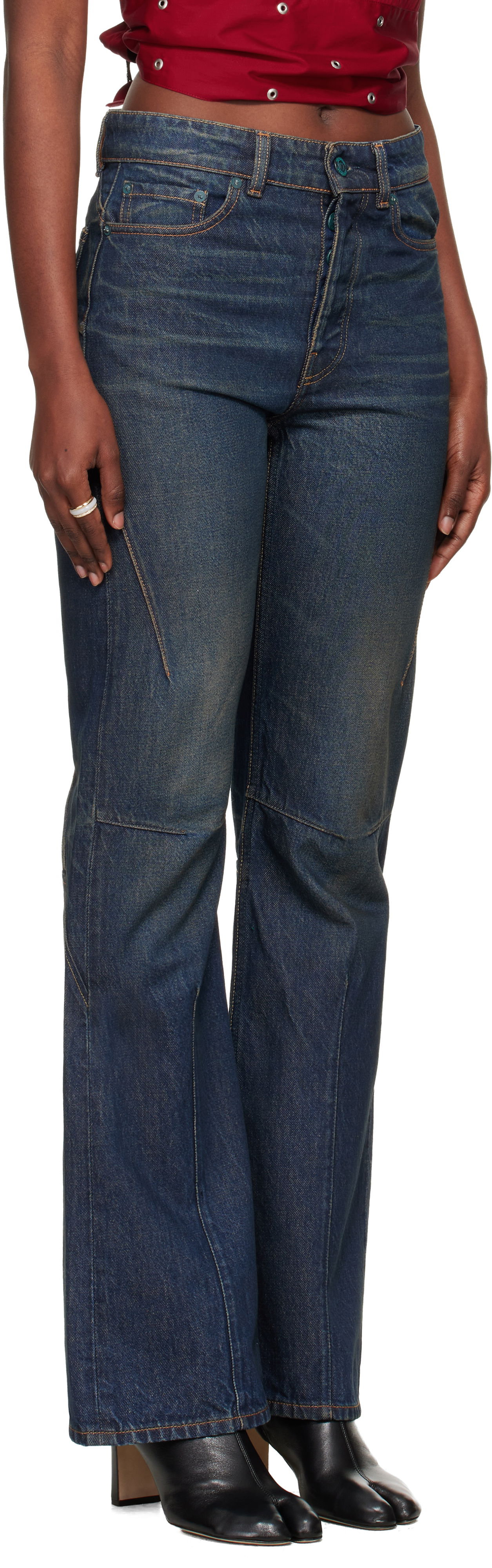 Džínsy OUR LEGACY Moto Cut Flared Jeans Modrá | W4255MS, 1