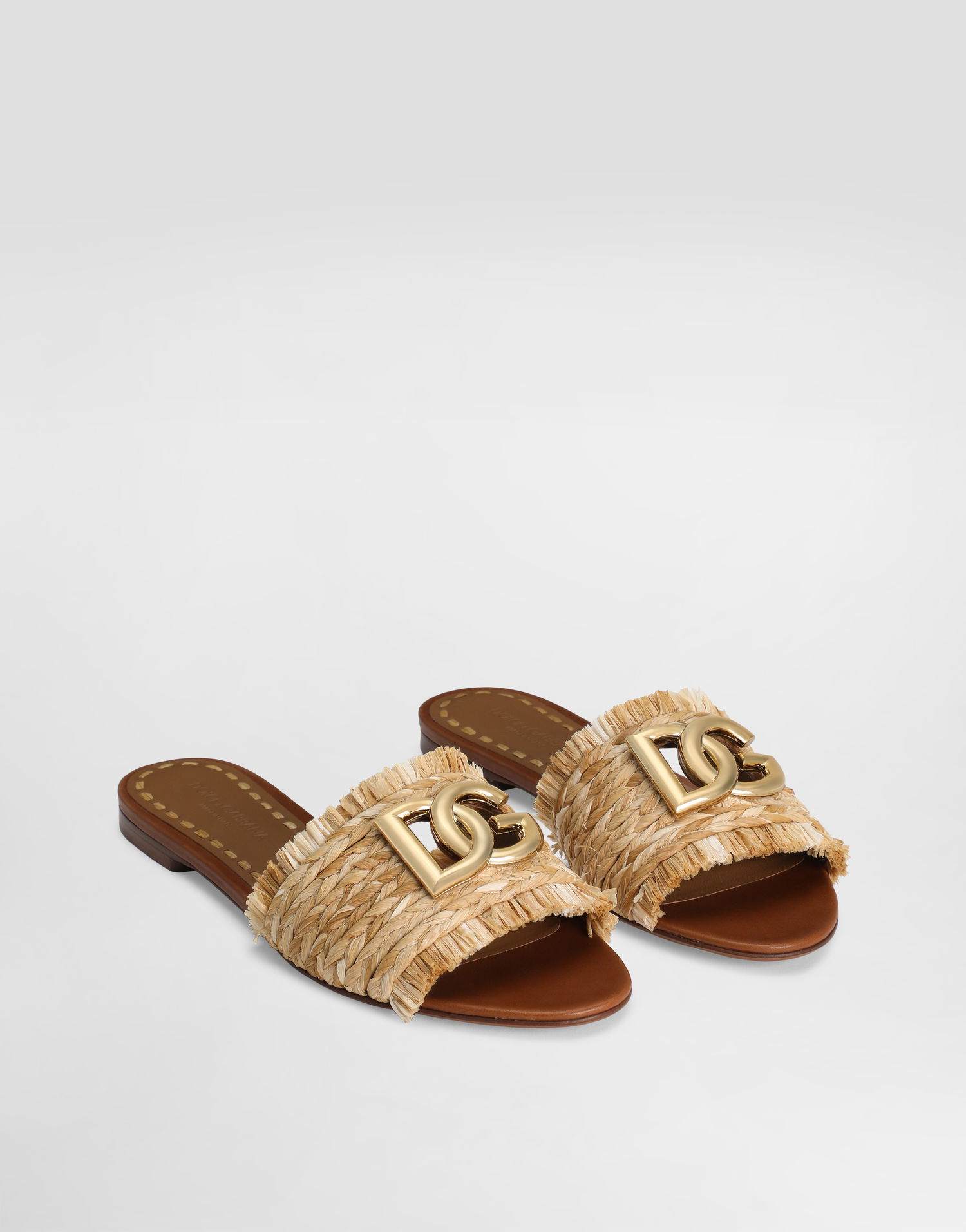 Doplnky Dolce & Gabbana Dolce & Gabbana Rafia Braided Slippers Béžová | CQ0646AN2178B218, 1