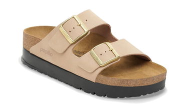 Tenisky a topánky Birkenstock Arizona PAP Flex Platform Nubuk Leather Narrow Fit Sandals Béžová | 1028379, 0