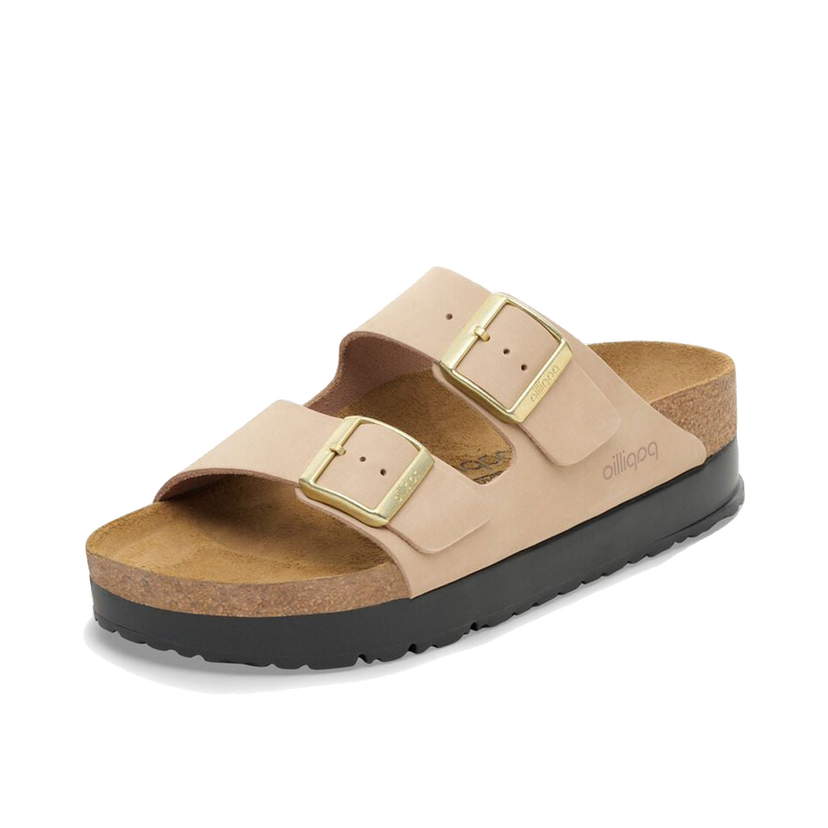 Tenisky a topánky Birkenstock Arizona PAP Flex Platform Nubuk Leather Narrow Fit Sandals Béžová | 1028379