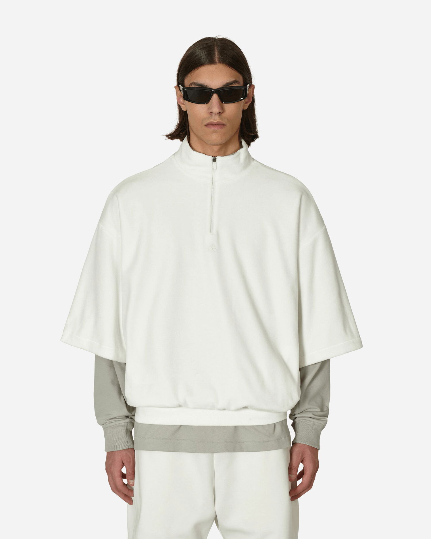Mikina adidas Originals Basketball Velour Half Zip Sweatshirt Biela | IA1991 001, 0