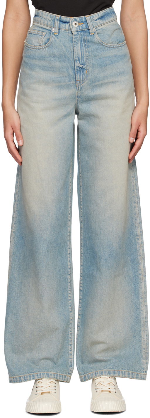 Džínsy KENZO Paris Bleached Jeans Modrá | FD52DP2126B3, 0