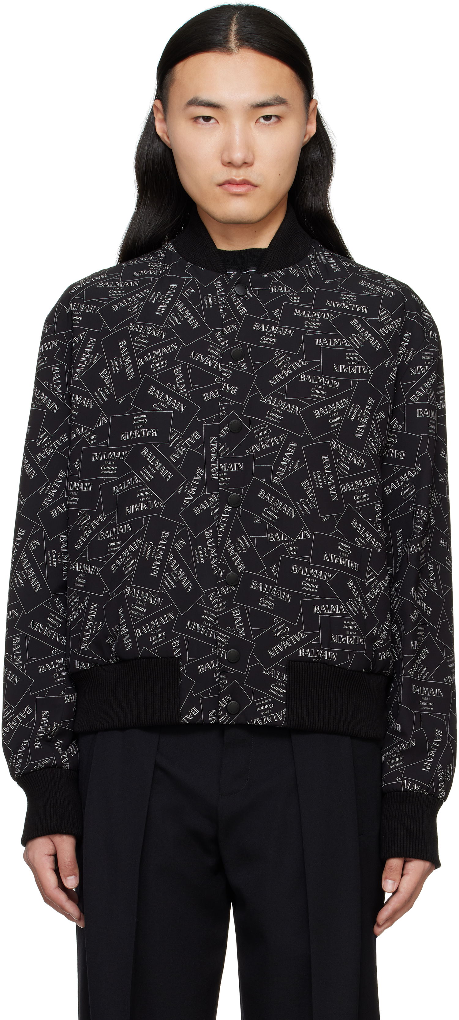 Bomber bunda Balmain Balmain Printed Label Bomber Jacket Čierna | EH1TF955VH56, 0