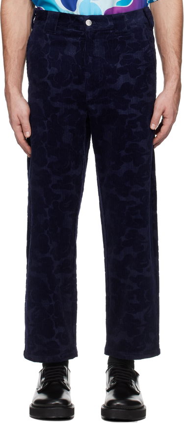 Nohavice BAPE A Bathing Ape Solid Camo Debossed Corduroy Trousers Navy | 001PTK801315M, 0