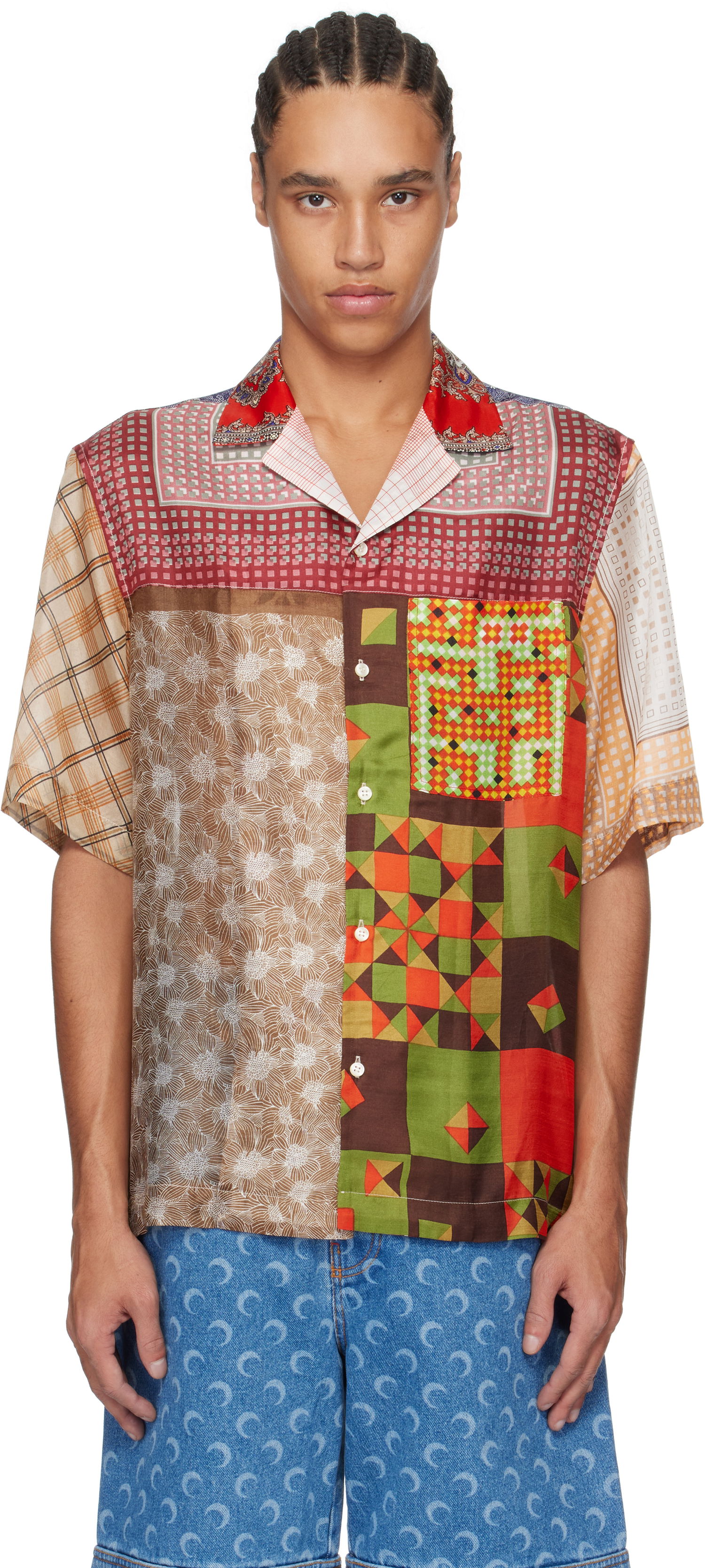 Košeľa Marine Serre Marine Serre Regenerated Silk Patchwork Bowling Shirt Rôznofarebný | USI025A UWOV0028, 0