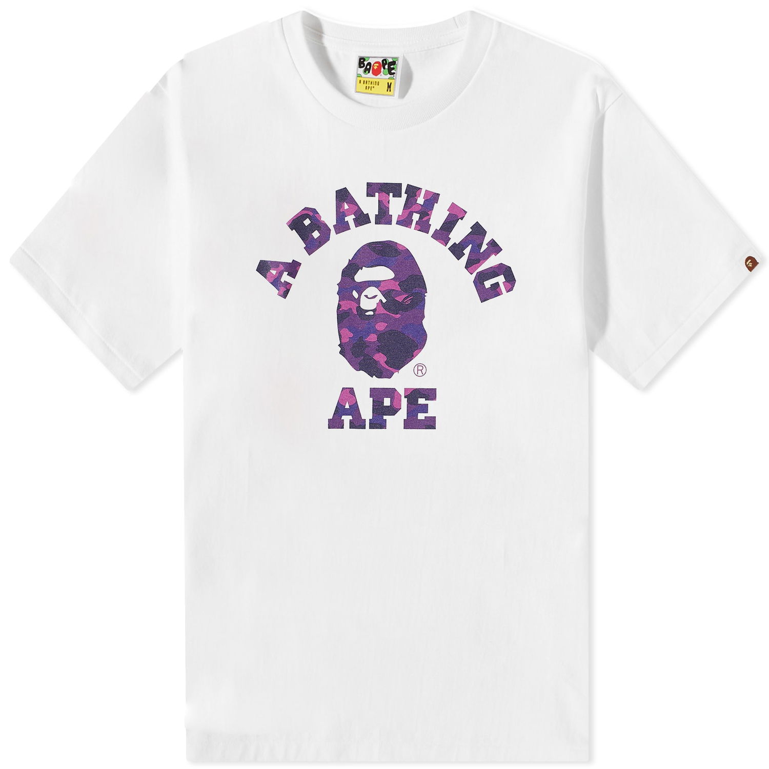 Tričko BAPE Colour Camo College T-Shirt White/Purple Biela | 001TEJ301013M-WHTPPL, 0