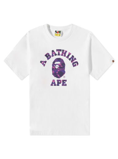 Tričko BAPE Colour Camo College T-Shirt White/Purple Biela | 001TEJ301013M-WHTPPL