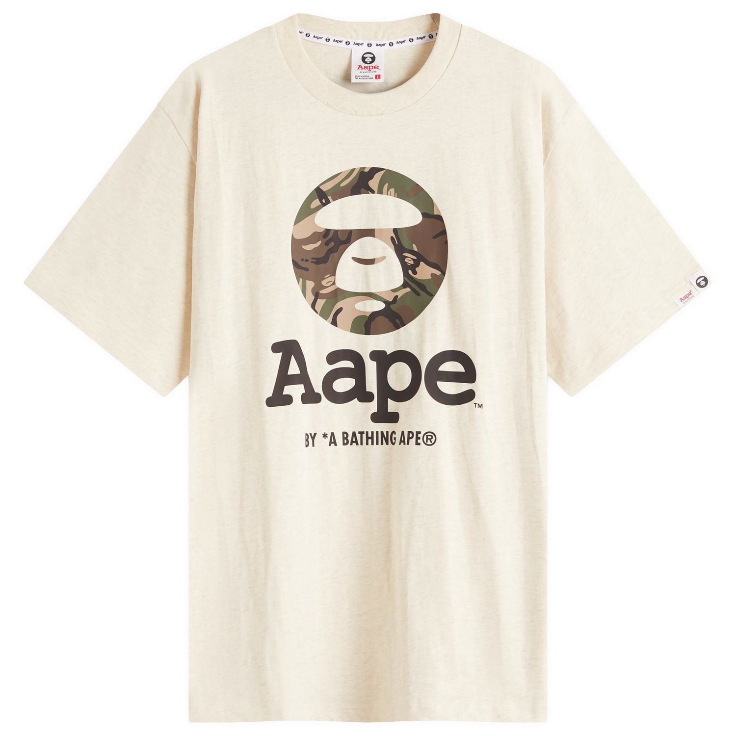 Tričko AAPE by A Bathing Ape AAPE OG Moonface GRZ Camo T-Shirt, Size Large Béžová | AAPTEM1640XA-BG2, 0