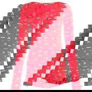 Long Sleeve Scoop Neck Pajama Top and Ruffle Short Set with Vintage Deer Print