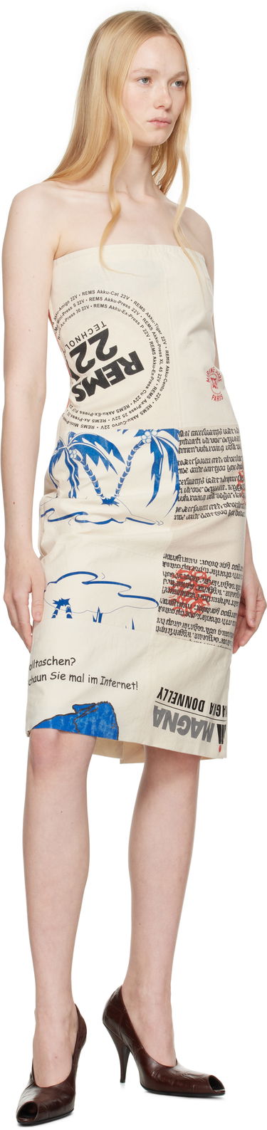 Šaty Marine Serre Marine Serre Regenerated Tote Bags Bustier Midi Dress Béžová | WDR358A UWOV0009, 3