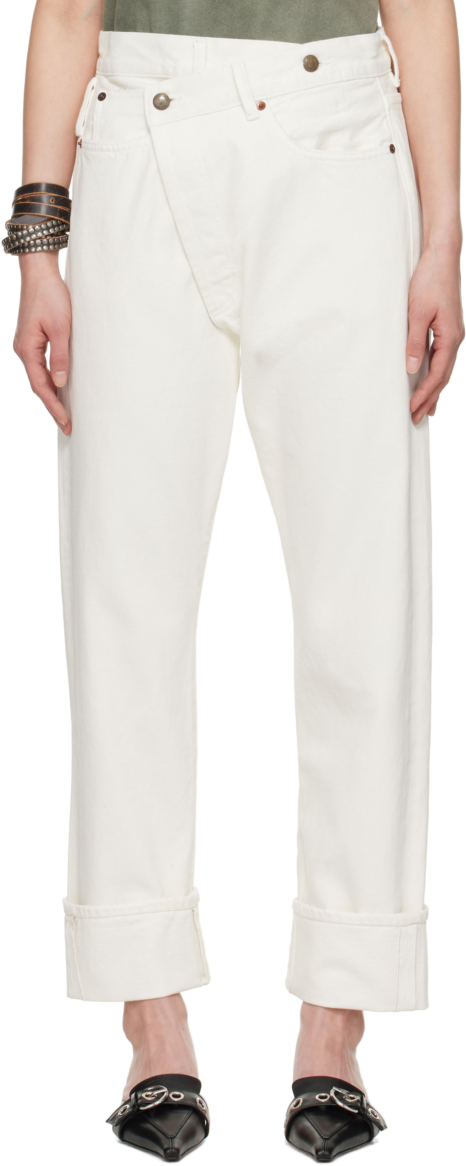 Džínsy R13 R13 Cuffed Crossover Jeans Biela | R13W2048-D314A, 0